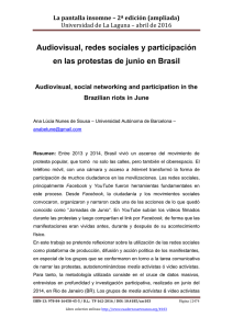 121.- Audiovisual, redes sociales y participación en las protestas de junio en Brasil, de Ana Lúcia Nunes de Sousa  Universidad Autónoma de Barcelona