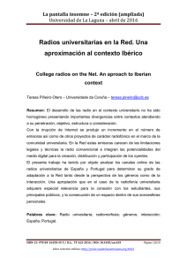 127.- Radios universitarias en la Red. Una aproximación al contexto Ibérico, de Teresa Piñeiro-Otero  Universidade da Coruña