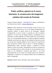 134.- Poder, política y género en la nueva televisión: la construcción del imaginario catódico del mundo de Poniente, de Francisco Pomares Rodríguez  Universidad de La Laguna y Universidad de Las Palmas de Gran Canaria