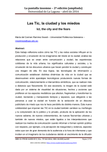 135.- Las Tic, la ciudad y los miedos, de María del Carmen Ramírez Soasti  Universidad Politécnica Salesiana