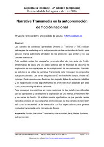 143.- Narrativa Transmedia en la autopromoción de ficción nacional, de Mª Josefa Formoso Barro Universidade da Coruña