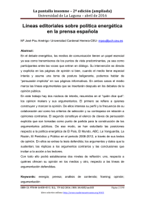 157.- Líneas editoriales sobre política energética en la prensa española, de Mª José Pou Amérigo  Universidad Cardenal Herrera-CEU