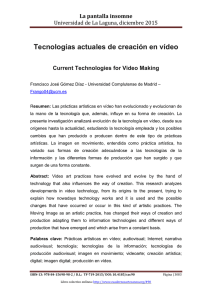 Tecnologías actuales de creación en video, de Francisco José Gómez Díaz  Universidad Complutense de Madrid