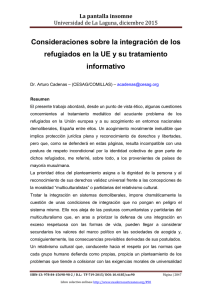 Consideraciones sobre la integración de los refugiados en la UE y su tratamiento informativo, de Dr. Arturo Cadenas  (CESAG/COMILLAS)