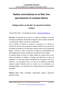 Radios universitarias en la Red. Una aproximación al contexto Ibérico, de Teresa Piñeiro-Otero  Universidade da Coruña