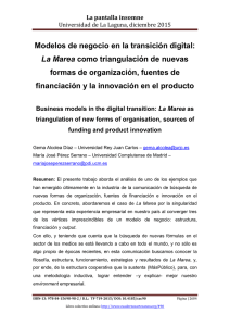 Modelos de negocio en la transición digital: La Marea como triangulación de nuevas formas de organización, fuentes de financiación y la innovación en el producto, de Gema Alcolea Díaz  Universidad Rey Juan Carlos y María José Pérez Serrano  Universidad Complutense de Madrid