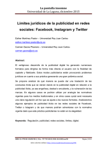 Límites jurídicos de la publicidad en redes sociales: Facebook, Instagram y Twitter, de Esther Martínez Pastor y Carmen Gaona Pisonero  Universidad Rey Juan Carlos