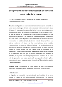 Los problemas de comunicación de la carne en el país de la carne, de Lic. Luis P. Fontoira Hollmann - Universidad del Salvador (Argentina)