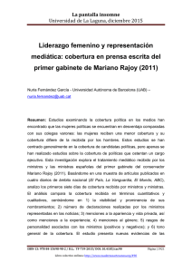 Liderazgo femenino y representación mediática: cobertura en prensa escrita del primer gabinete de Mariano Rajoy (2011), de Nuria Fernández García  Universidad Autónoma de Barcelona (UAB)