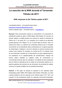 La reacción de la NHK durante el Terremoto Tohoku de 2011, de José Montaño Muñoz  Universitat Pompeu Fabra y Antonio Loriguillo-López  Universitat Jaume I