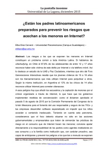 ¿Están los padres latinoamericanos preparados para prevenir los riesgos que acechan a los menores en Internet?, de Elba Díaz Cerveró  Universidad Panamericana (Campus Guadalajara) (Méjico)