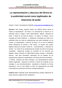 La representación y discurso del Otro/a en la publicidad social como legitimador de relaciones de poder, de Claudia A. Donis  Universidad de Valladolid