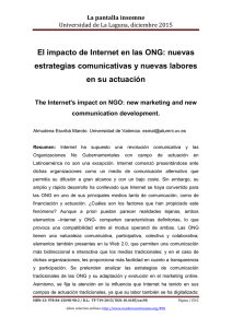 El impacto de Internet en las ONG: nuevas estrategias comunicativas y nuevas labores en su actuación, de Almudena Escribá Maroto  Universidad de Valencia