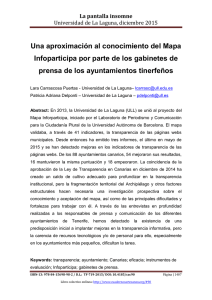 Una aproximación al conocimiento del Mapa Infoparticipa por parte de los gabinetes de prensa de los ayuntamientos tinerfeños, de Lara Carrascosa Puertas y Patricia Adriana Delponti  Universidad de La Laguna