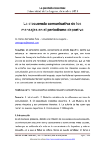 La elocuencia comunicativa de los mensajes en el periodismo deportivo, de Dr. Carlos González Ávila  Universidad de La Laguna