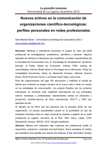 Nuevos activos en la comunicación de organizaciones científico-tecnológicas: perfiles personales en redes profesionales, de Sara Mandiá Rubal  Universidad de Santiago de Compostela