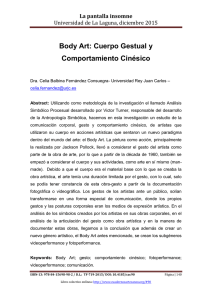 Body Art: Cuerpo Gestual y Comportamiento Cinésico, de Dra. Celia Balbina Fernández Consuegra  Universidad Rey Juan Carlos