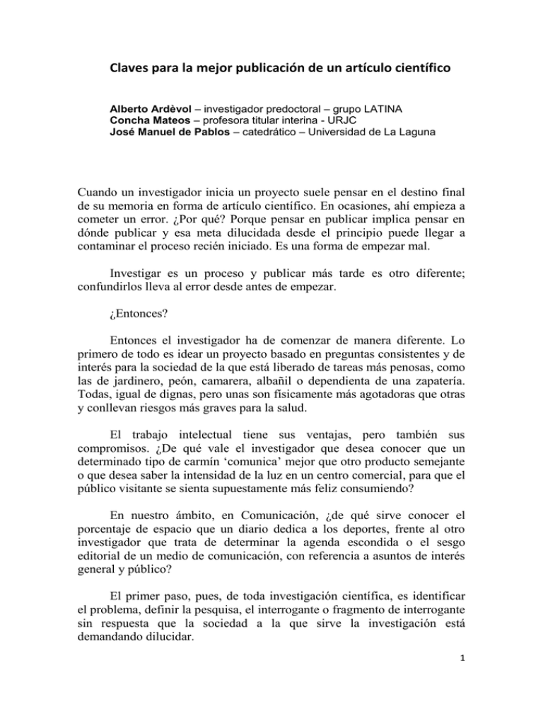 Claves Para La Mejor Publicaci N De Un Art Culo Cient Fico