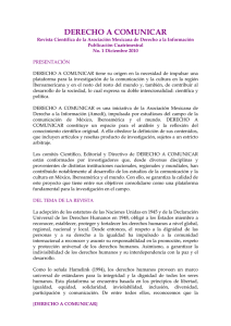 Convocatoria de la revista Derecho a Comunicar , de la Asociaci n Mexicana de Derecho a la Informaci n