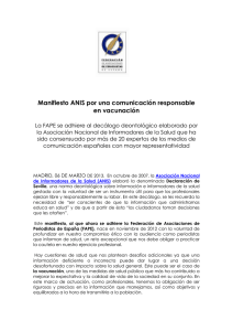 Manifiesto ANIS por una comunicación responsable en vacunación