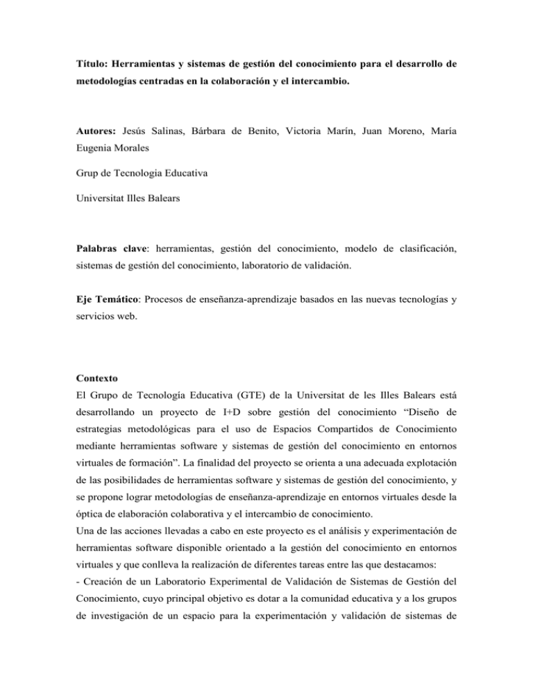 Herramientas Y Sistemas De Gestion Del Conocimiento Para El Desarrollo ...