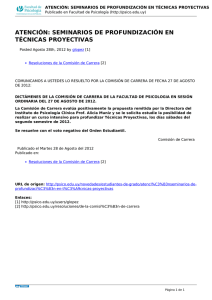 ATENCIÓN: SEMINARIOS DE PROFUNDIZACIÓN EN TÉCNICAS PROYECTIVAS