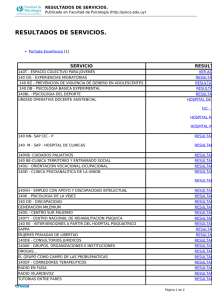 RESULTADOS DE SERVICIOS. SERVICIO RESULTADOS