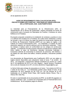 Notice of Requirement for Qualifications (RFQ) - Door and Window Replacement Project for Several Buildings at La Fortaleza (Governor's Mansion), San Juan, Puerto Rico