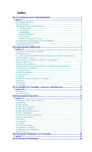 Indice  De la Constitución de las Municipalidades