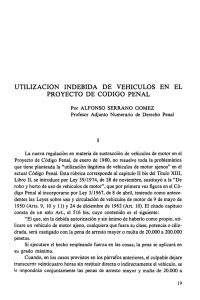 UTILIZACIÓN INDEBIDA DE VEHÍCULOS EN EL PROYECTO DE CÓDIGO PENAL