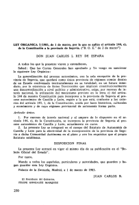LEY ORGÁNICA 5/1983, de 1 de marzo, por la que... de la Constitución a la provincia de Segovia.