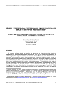 GÉNERO Y PREFERENCIAS PROFESIONALES EN UNIVERSITARIOS DE ESTUDIOS CIENTÍFICO- TECNOLÓGICOS RESUMEN