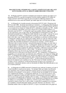 SCIT/RES/2 FRAGMENTO DEL INFORME DE LA QUINTA SESIÓN PLENARIA DEL SCIT