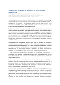 La enseñanza de la toma de decisiones en el proyecto... arquitectura.