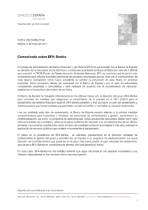 Comunicado sobre BFA-Bankia NOTA INFORMATIVA