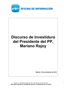 Discurs d investidura del president del PP Mariano Rajoy.