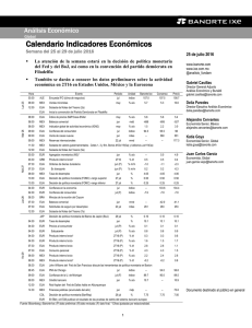 07/25/2016 Calendario Indicadores Económicos.