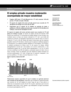 07/07/2016 EEUU: El empleo privado muestra moderación acompañada de mayor estabilidad.