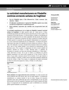 06/16/2016 EEUU: La actividad manufacturera en Filadelfia continúa enviando señales de fragilidad.