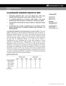 06/14/2016 EUROZONA: La producción industrial repuntó en abril.