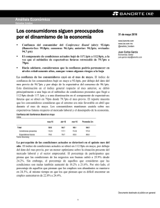 05/31/2016 EEUU: Los consumidores siguen preocupados por el dinamismo de la economía.