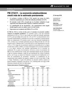 05/27/2016 EEUU: PIB 1T16 R  La economía estadounidense creció más de lo estimado previamente.