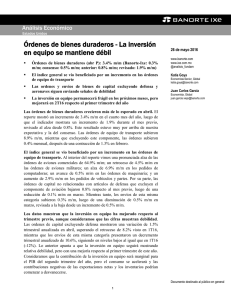 05/26/2016 EEUU: Órdenes de bienes duraderos - La inversión en equipo se mantiene débil.