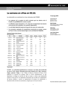 05/13/2016 EEUU: La semana en cifras - La atención se centrará en las minutas del FOMC.