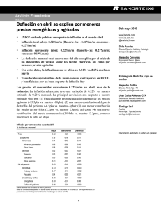 05/09/2016 MEXICO: Deflación en abril se explica por menores precios energéticos y agrícolas.