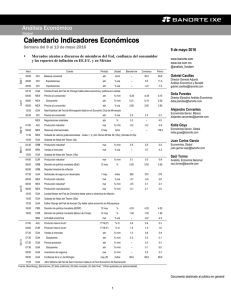 05/09/2016 Calendario Indicadores Económicos.