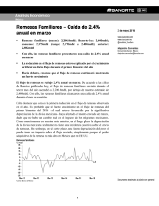 05/02/2016 MEXICO: Remesas Familiares  Caída de 2.4% anual en marzo.