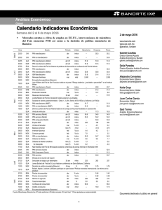 05/02/2016 Calendario Indicadores Económicos.