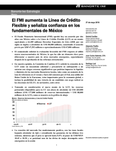 05/27/2016 ESTRATEGIA: México: El FMI aumenta la Línea de Crédito Flexible y señaliza confianza en los fundamentales de México.