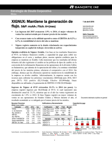 XIGNUX: Mantiene la generación de flujo. S&amp;P: mxAA-; Fitch: A+(mex)